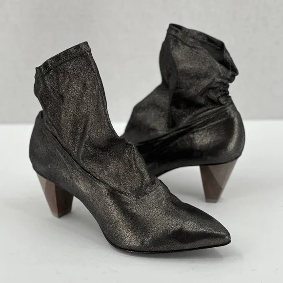 COCLICO Shoes Womens 37 Gray Metallic Juno Boot Stretch Anthracite Scrunch - Picture 12 of 12